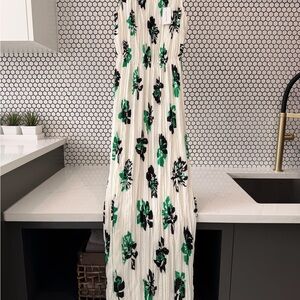Banana Republic Floral Maxi Dress - Green and Black on White
